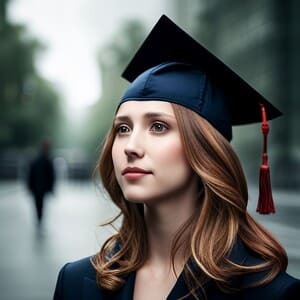 girl wearing graduation hat