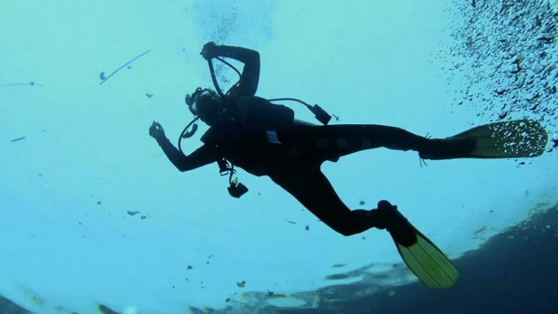 Commercial diver underwater