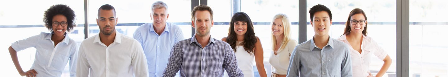 smiling group of casual dressed professional people