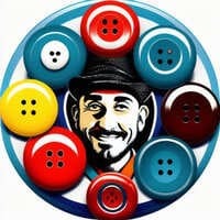 man face circled by buttons